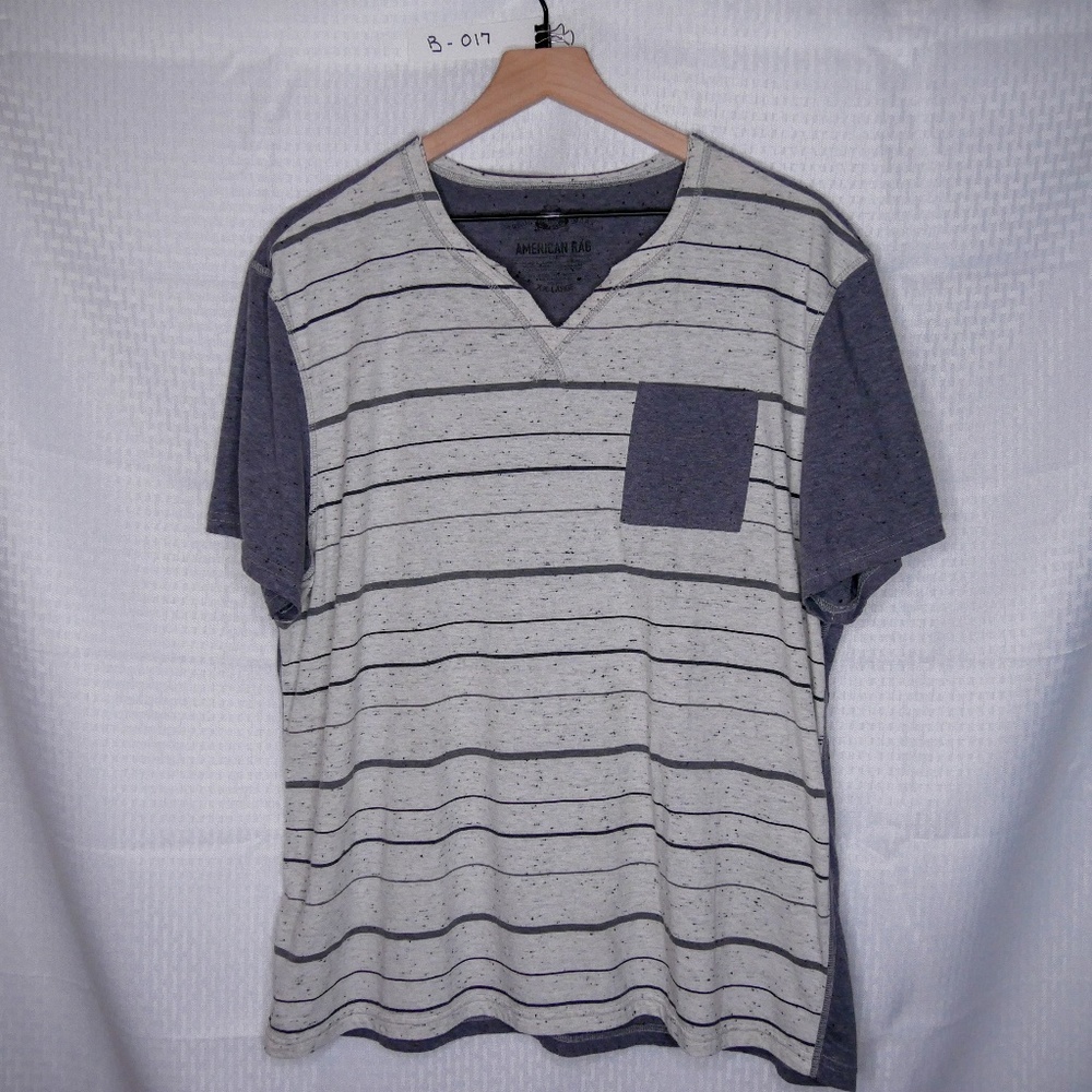 AMERICAN RAG MENS V-NECK SHIRT - GRAY - SIZE XXL